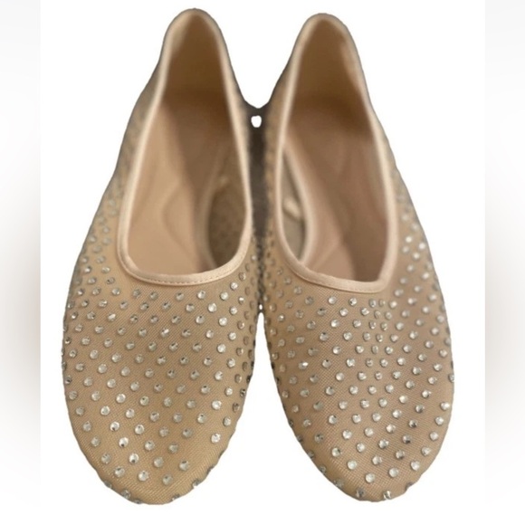 Zara Beige Studded Flats - Picture 1 of 16